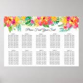 Tropische Floral Wedding Seating Chart Poster (Voorkant)