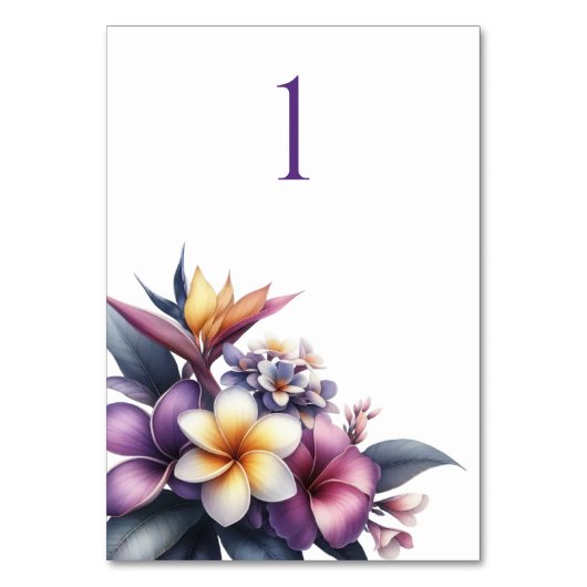 Tropische Floral-Wedding Tafel Kaart (Voorkant)