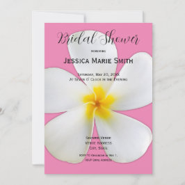 Tropische Floral, White Plumeria on Pink, Bridal Kaart