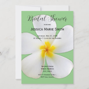 Tropische Floral, White Plumeria on Sage, Bridal Kaart