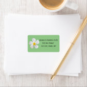 Tropische Floral, White Plumeria on Sage, bruiloft Etiket (Insitu)