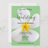 Tropische Floral, White Plumeria on Sage, bruiloft Kaart (Voorkant)