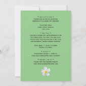 Tropische Floral, White Plumeria on Sage, bruiloft Kaart (Achterkant)