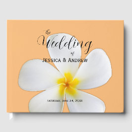 Tropische Floral, White Plumeria Oranje, bruiloft Gastenboek