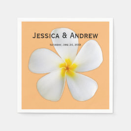 Tropische Floral, White Plumeria Oranje, bruiloft Servet