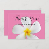 Tropische Floral, witte plassen op roze, bruiloft Bedankkaart (Voorkant / Achterkant)