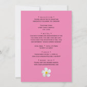 Tropische Floral, witte plassen op roze, bruiloft Kaart (Achterkant)