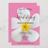 Tropische Floral, witte plassen op roze, bruiloft Kaart (Voorkant / Achterkant)