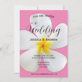 Tropische Floral, witte plassen op roze, bruiloft Kaart