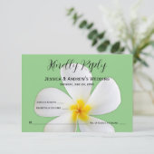 Tropische Floral, witte plunjka op Sage, RSVP Bedankkaart (Staand voorkant)
