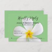 Tropische Floral, witte plunjka op Sage, RSVP Bedankkaart (Voorkant / Achterkant)