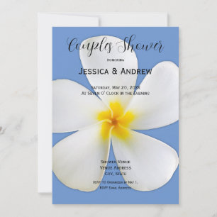 Tropische Floral, witte pruimen op blauw, paren Kaart