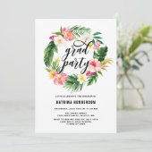 Tropische Floral Wreath Afstuderen Luau Party Kaart (Staand voorkant)