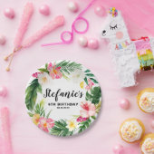 Tropische Floral Wreath Summer Birthday Papieren Bordje (Feest)