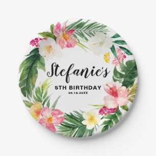 Tropische Floral Wreath Summer Birthday Papieren Bordje