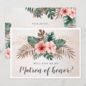 Tropische Floral zal je mijn Matron Kaart zijn? (Voorkant / Achterkant)