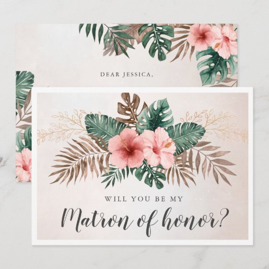 Tropische Floral zal je mijn Matron Kaart zijn? (Voorkant / Achterkant)