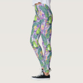 Tropische florale, botanische, lila, groene, roze, leggings (Links)