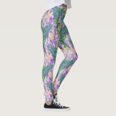 Tropische florale, botanische, lila, groene, roze, leggings (Rechts)