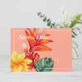 Tropische florale flat bespaart de datum Kaart (Staand voorkant)