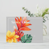 Tropische florale flat bespaart de datum Kaart (Staand voorkant)