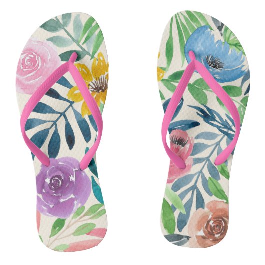Tropische florale klontjes van Teenslippers (Voetbed)