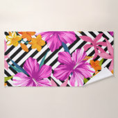 Tropische florale naadloos patroon. Hibiscus en pa Badhanddoek (Badhanddoek)