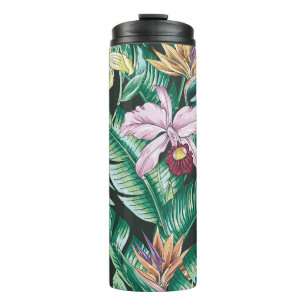 Tropische florale naadloos patroon met exotische f thermosbeker
