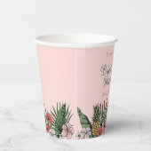 Tropische Florale Roze Flamingo Bruidsdouche Papieren Bekers (Rechts)
