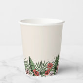 Tropische Florale Roze Flamingo Bruidsfeest Papieren Bekers (Achterkant)