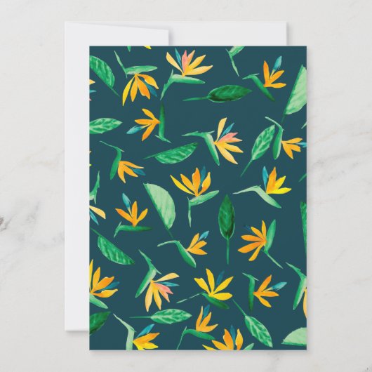 Tropische florale waterverf script virtuele douche kaart (Achterkant)