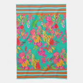 Tropische Florals Blauwgroen, Oranje, geel met sie Theedoek (Verticaal)
