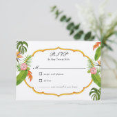 Tropische Florals Wedding RSVP (Staand voorkant)