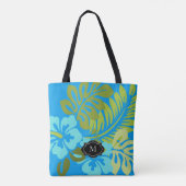 Tropische floran Hawaiian Hibiscus monogram strand Tote Bag (Achterkant)