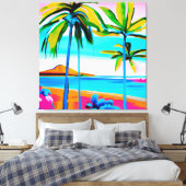 Tropische florasbuis canvas afdruk (Insitu (Slaapkamer))