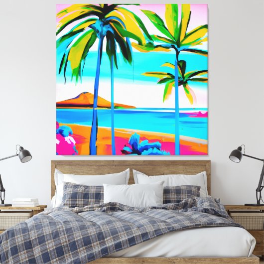 Tropische florasbuis canvas afdruk (Insitu (Slaapkamer))