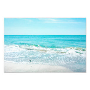Tropische Florida Beach Sand Ocean Waves Sandpiper Foto Afdruk
