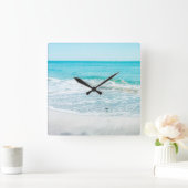 Tropische Florida Beach Sand Ocean Waves Sandpiper Vierkante Klok (Huis)