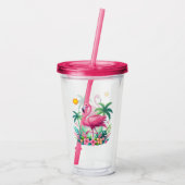 Tropische/Florida roze flamingo Acryl Drinkbeker (Achterkant)