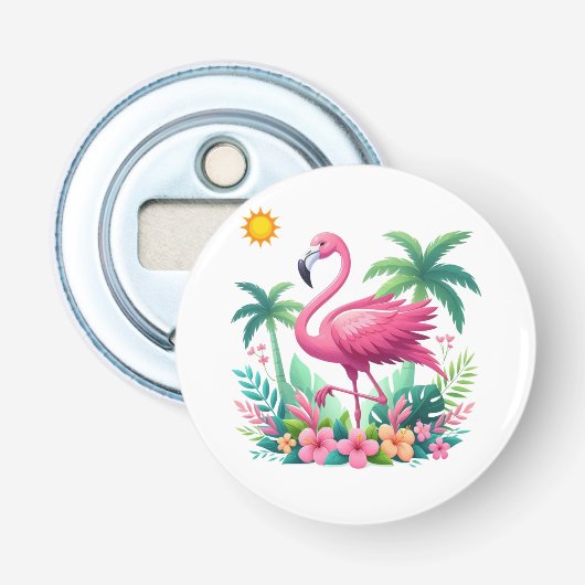 Tropische/Florida roze flamingo Button Flesopener (Voorkant)