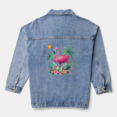 Tropische/Florida roze flamingo Denim Jacket (Achterkant)