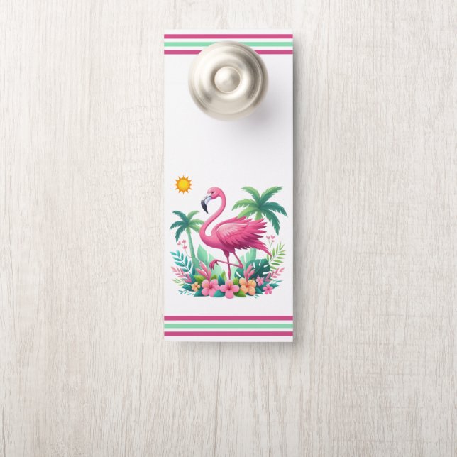 Tropische/Florida roze flamingo Deurhanger (Op knop)