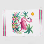 Tropische/Florida roze flamingo Golfhanddoek (Horizontaal)