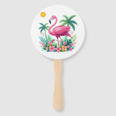 Tropische/Florida roze flamingo Handwaaier (Voorkant)