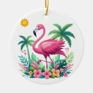 Tropische/Florida roze flamingo Keramisch Ornament