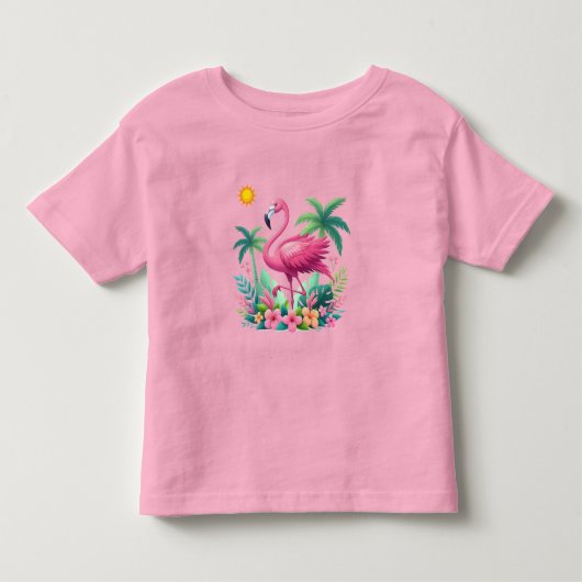 Tropische/Florida roze flamingo Kinder Shirts (Voorkant)