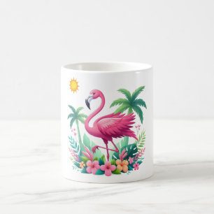 Tropische/Florida roze flamingo Koffiemok