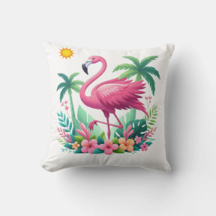 Tropische/Florida roze flamingo Kussen