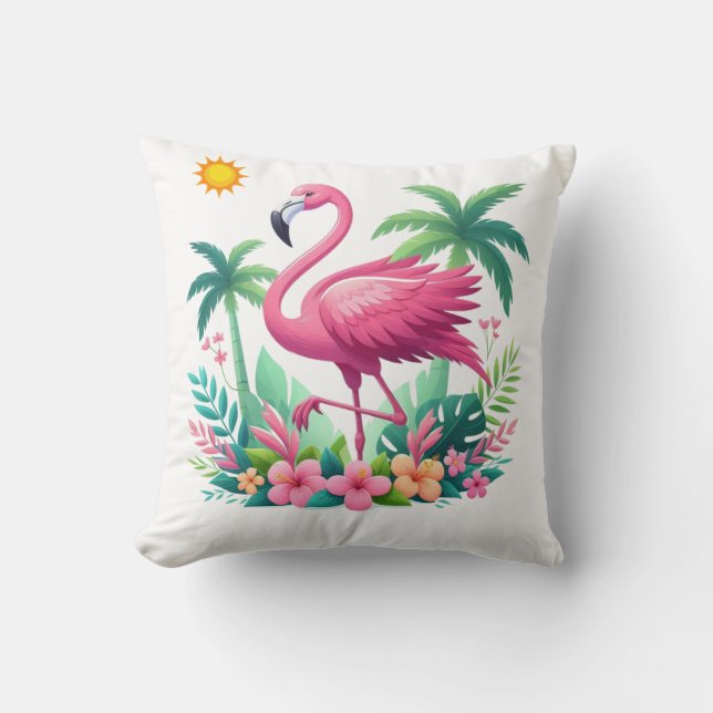 Tropische/Florida roze flamingo Kussen (Voorkant)