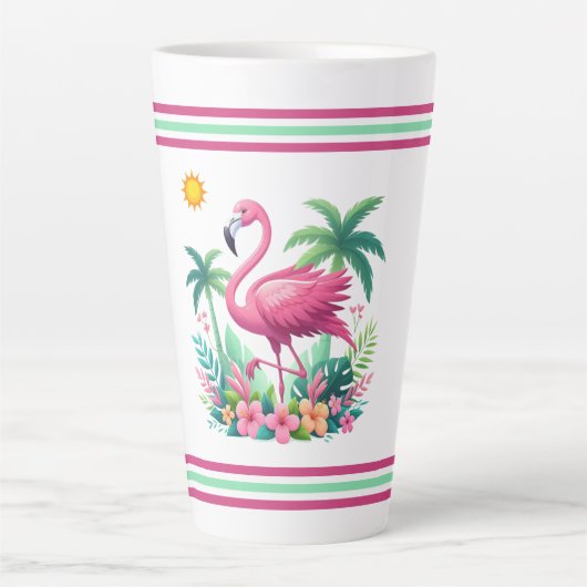 Tropische/Florida roze flamingo Latte Mok (Voorkant)